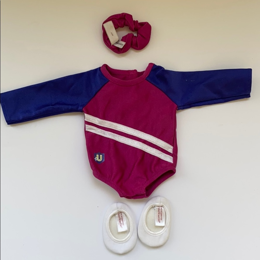 American Girl Gymnastics leotard+scrunchie, shoes